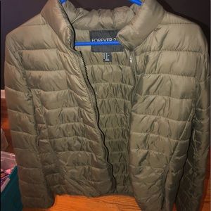 Olive green puffer jacket!